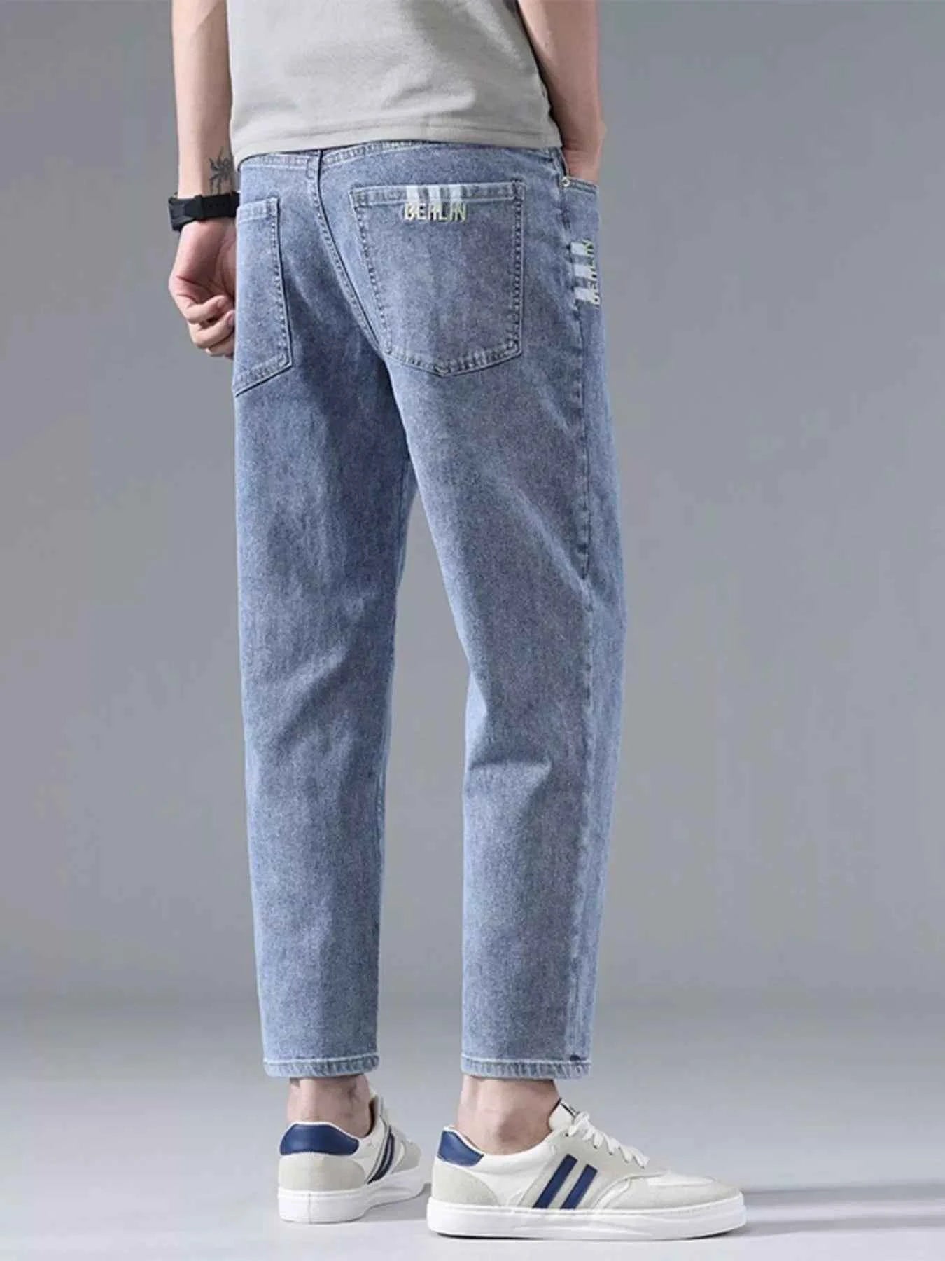 Men's Casual Straight-Leg Wash Jeans