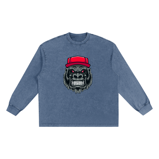 Men's Cotton Long Sleeve T-Shirt with Frayed Edge | Pure Cotton