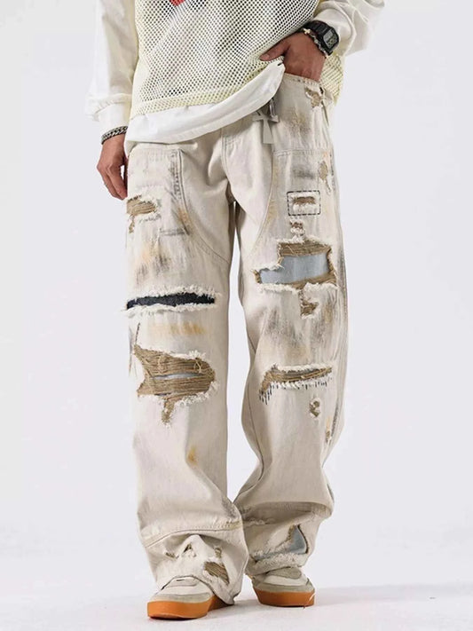 Men's Distressed Wide Leg Jeans