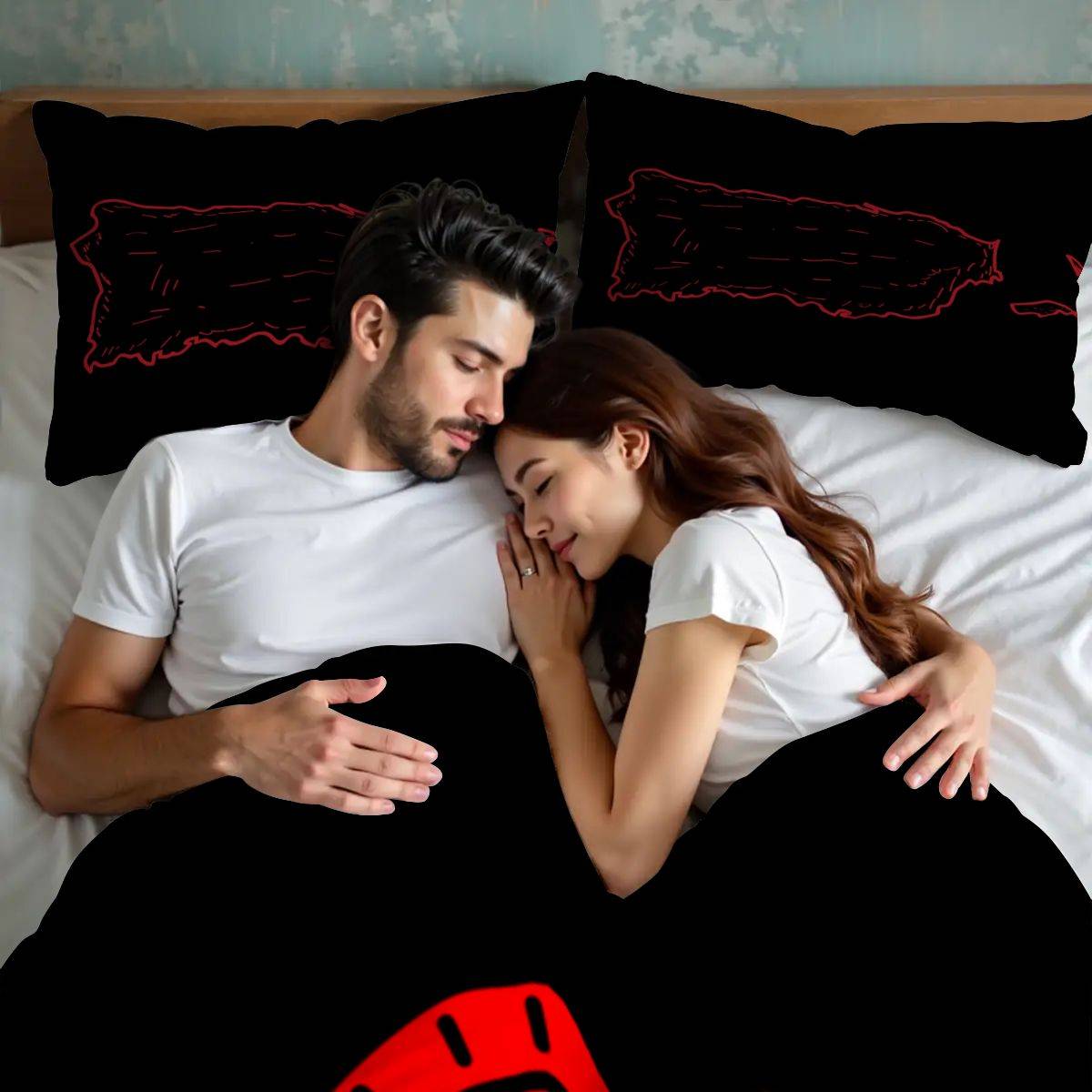 Puerto Rico Queen Duvet Cover Set – Black & Red Island Pride Bedding