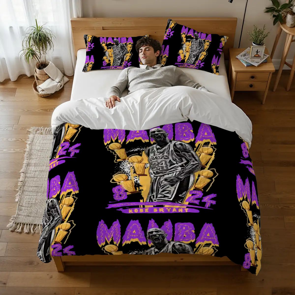 Mamba Kobe Bryant Full Duvet Cover Set – Teen Bedroom Holiday Gift for NBA Fans