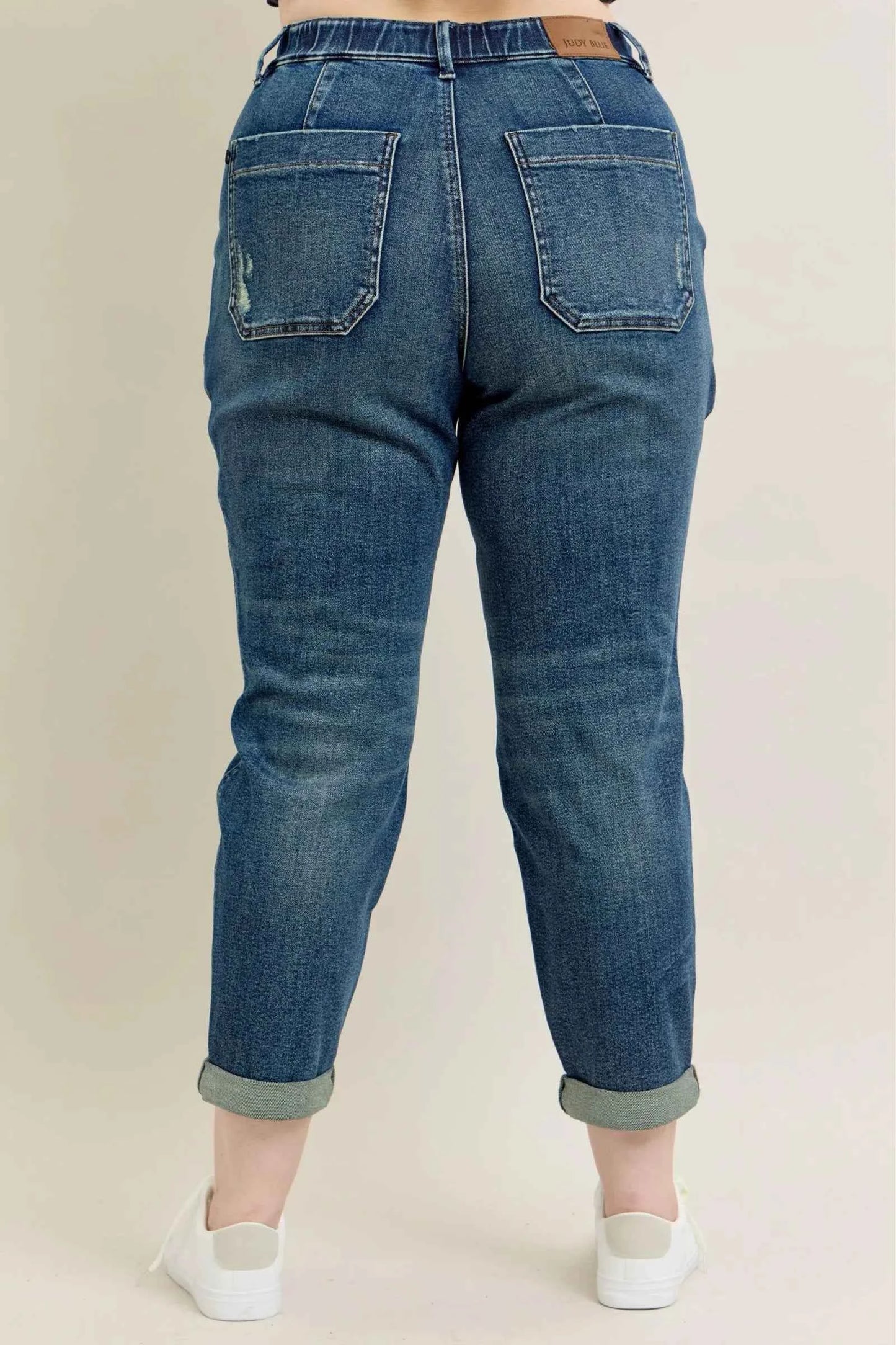 Judy Blue Full Size HW Vintage Wash Jeans w/ Drawstring Plus Size