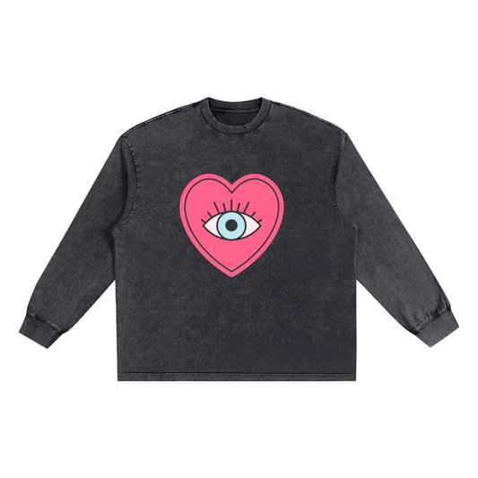 Women's Vintage Cotton T-Shirt with Frayed Long Sleeves for Effortless Style