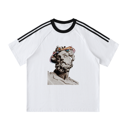 Men's Cotton Crewneck T-Shirt with Contrast Tape - Stylish Comfort for Every Occasion