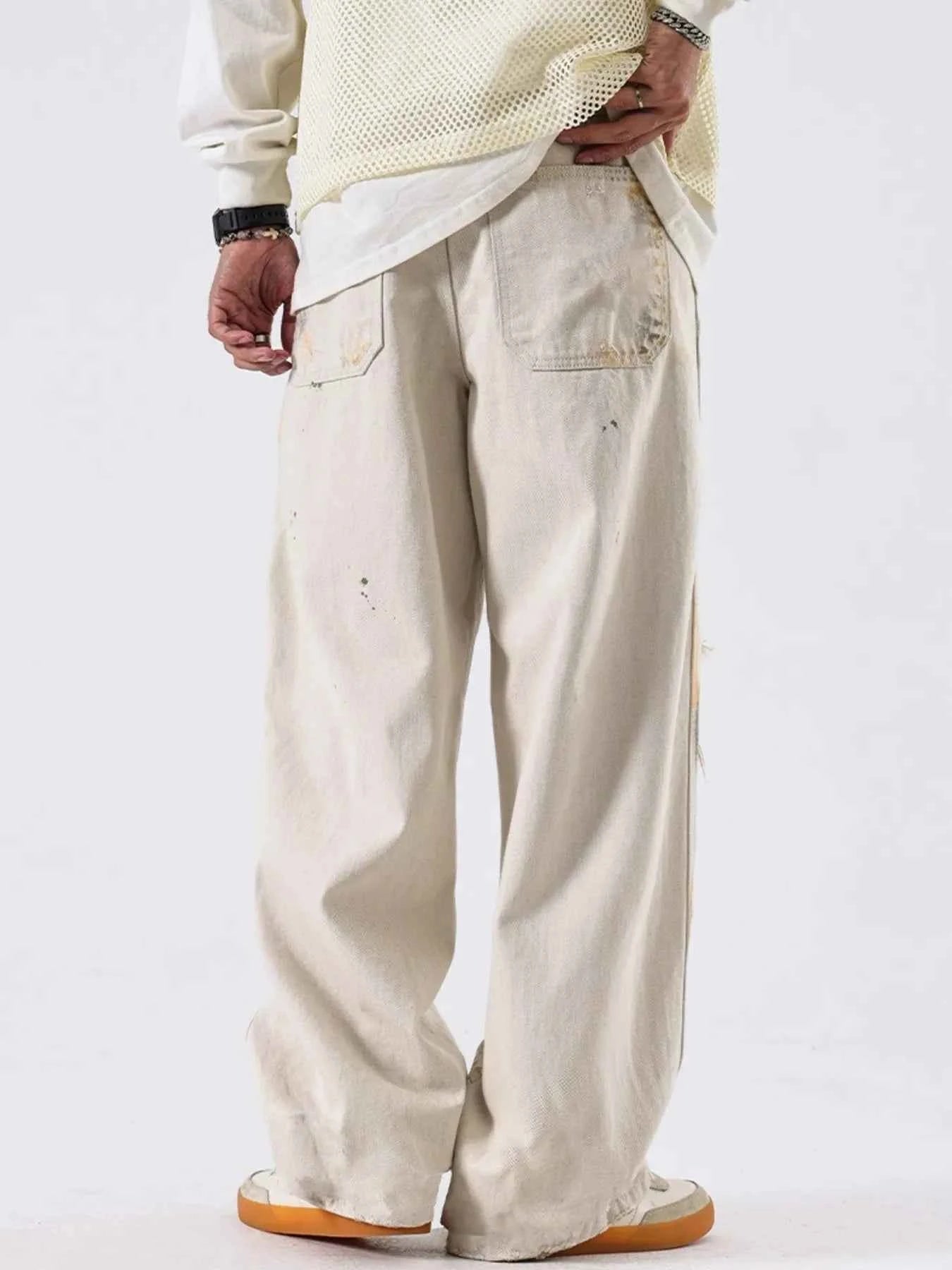 Men's Distressed Wide Leg Jeans