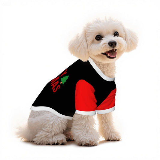 Merry Christmas Pet Cotton T-shirt Trendy Holiday Pet Clothing