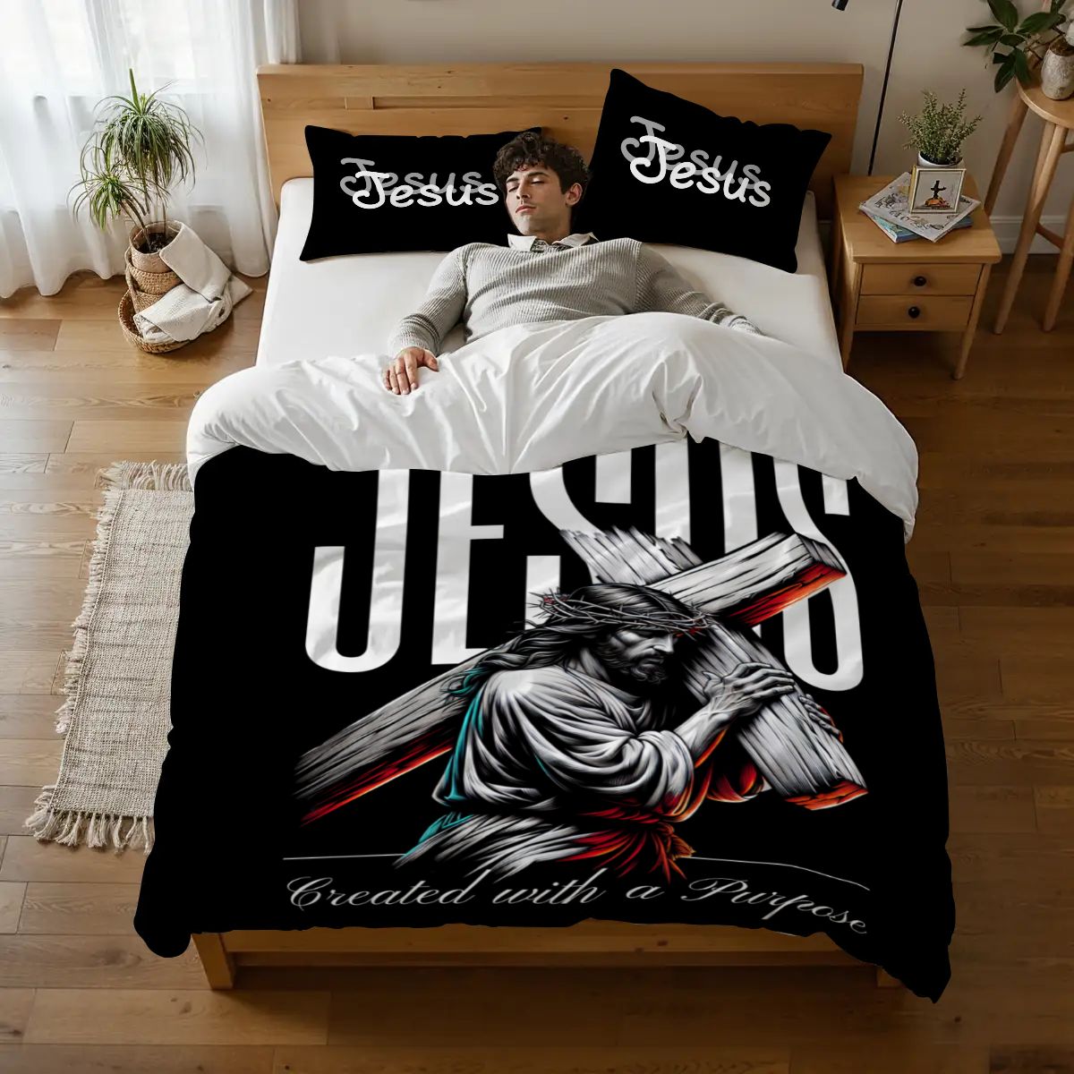 Faith & Peace Bedding – Full Duvet Set with Jesus Image
