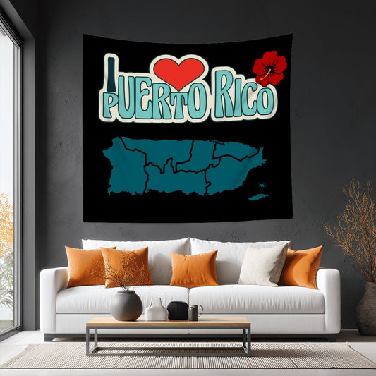 Wall Tapestry I love Puerto Rico With Puerto Rico Map Trendy Holiday Gift