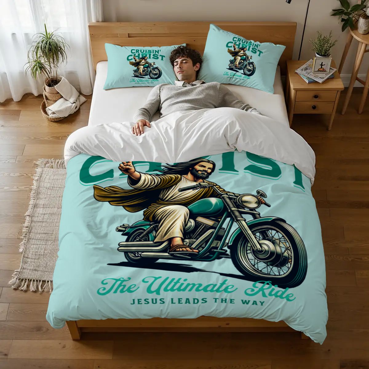 Jesus Christ Full Duvet Cover Set – Christian Bedding for Peaceful Sleep
