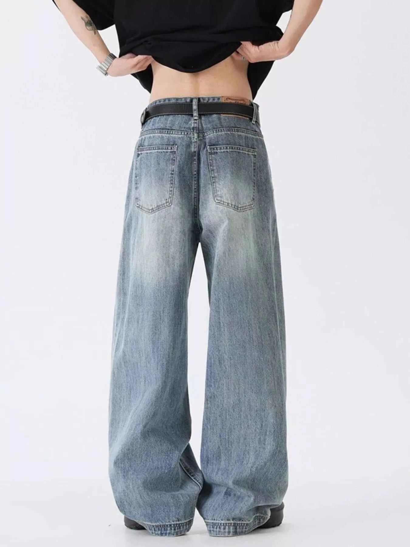 Men's Full Size Wide Leg Vintage Wash Jeans Plus Size
