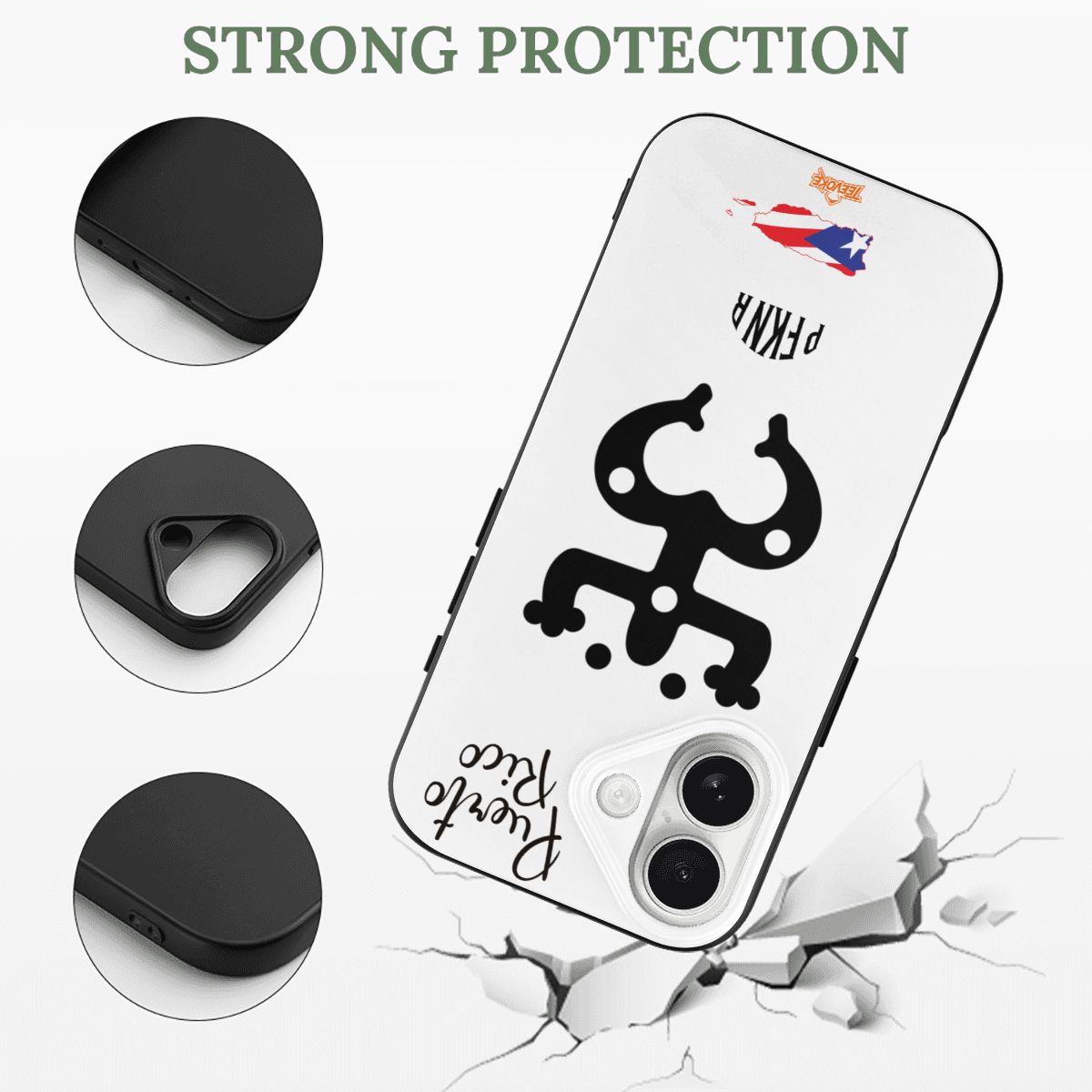 iPhone 17 TPU Black Case – Coquí & Taino Puerto Rico Pride Design