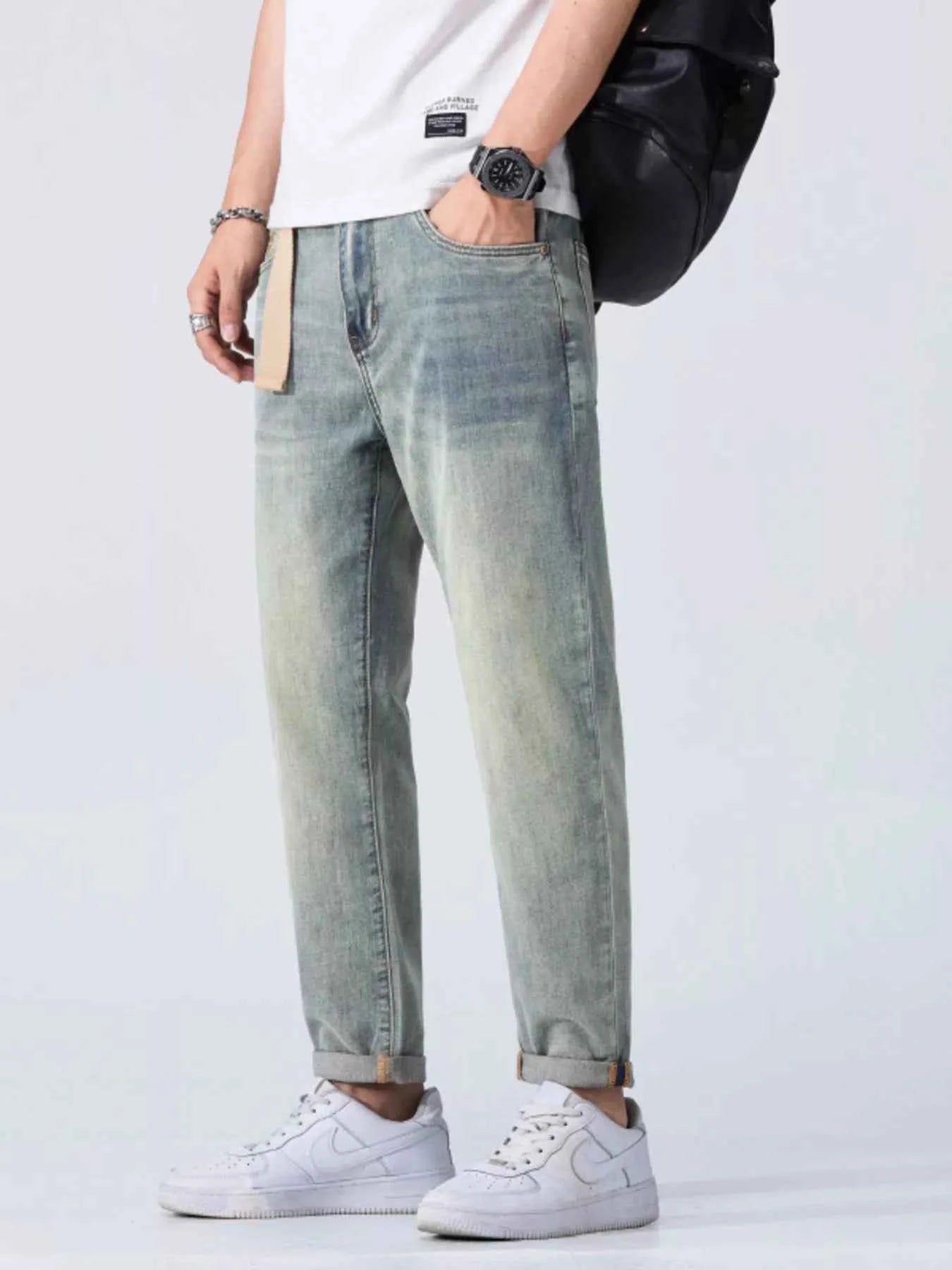 Men's Vintage Wash Cropped Jeans