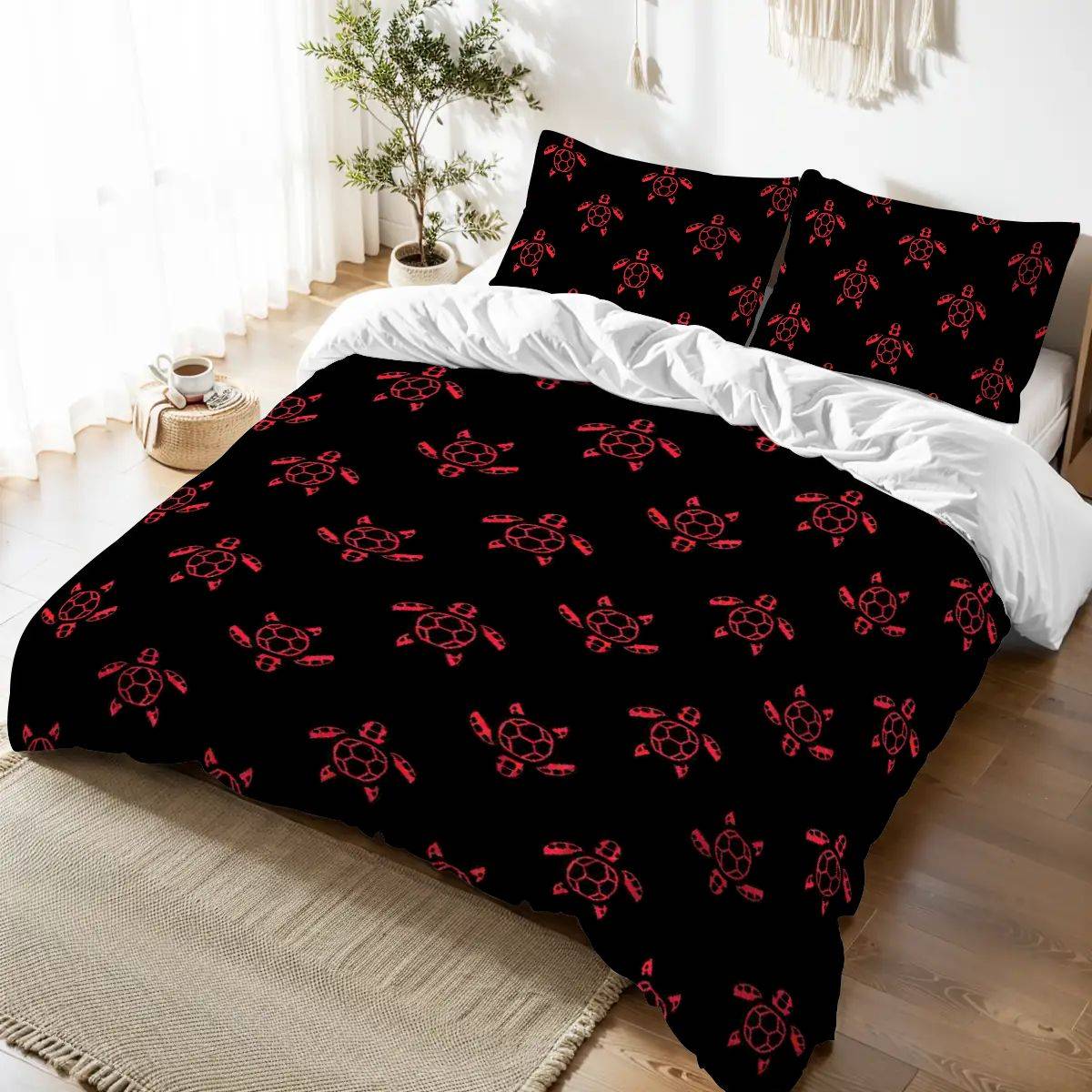 Queen Duvet Set – Tranquil Turtle Print, Perfect Holiday Gift