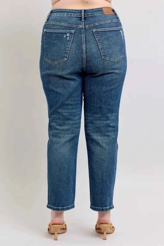 Judy Blue Full Size High Waisted Rigid Magic Non-destroy Straight Leg Jeans Plus Size