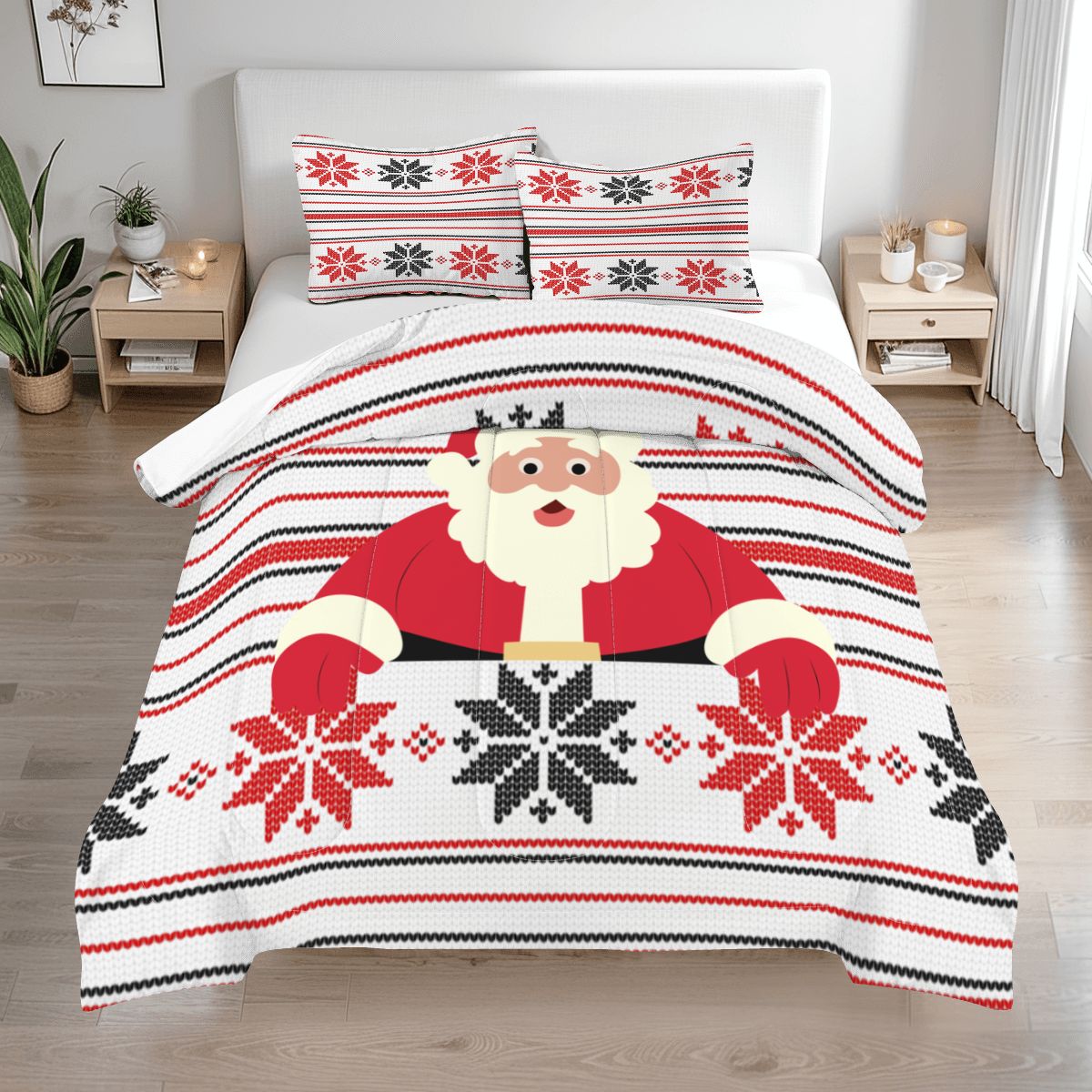 Santa Christmas Queen Comforter Set – Festive Holiday Bedding