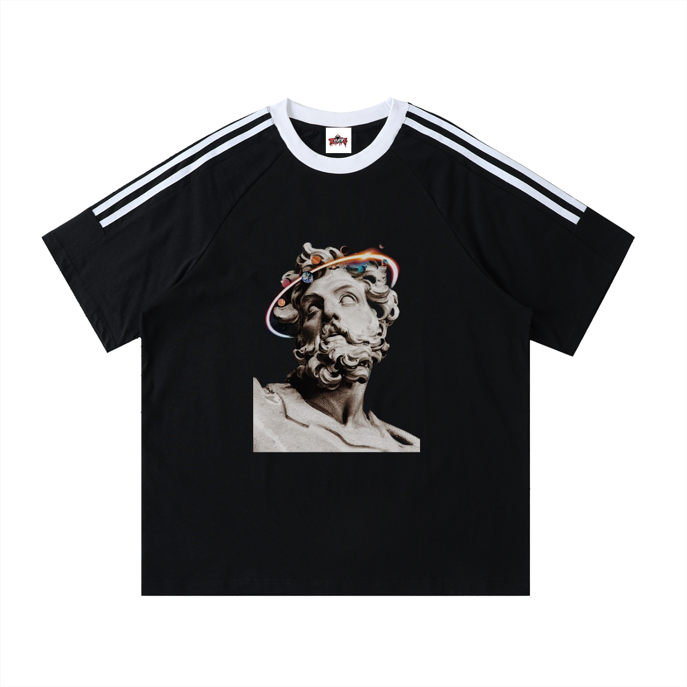 Men's Cotton Crewneck T-Shirt with Contrast Tape - Stylish Comfort for Every Occasion