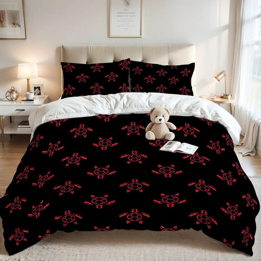 Queen Duvet Set – Tranquil Turtle Print, Perfect Holiday Gift