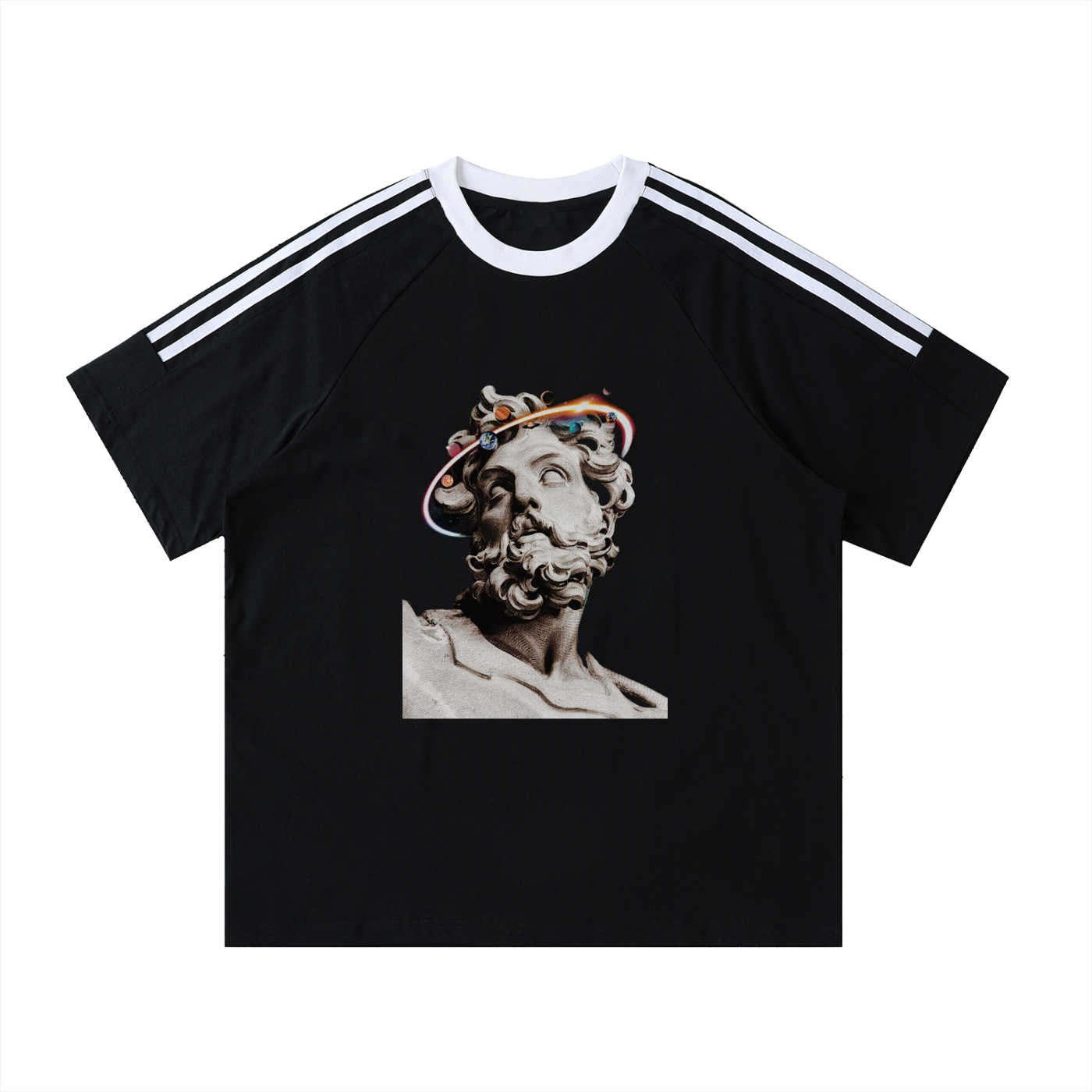 Men's Cotton Crewneck T-Shirt with Contrast Tape - Stylish Comfort for Every Occasion