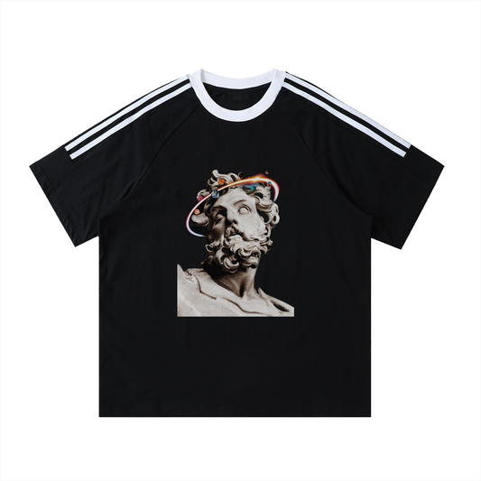 Men's Cotton Crewneck T-Shirt with Contrast Tape - Stylish Comfort for Every Occasion