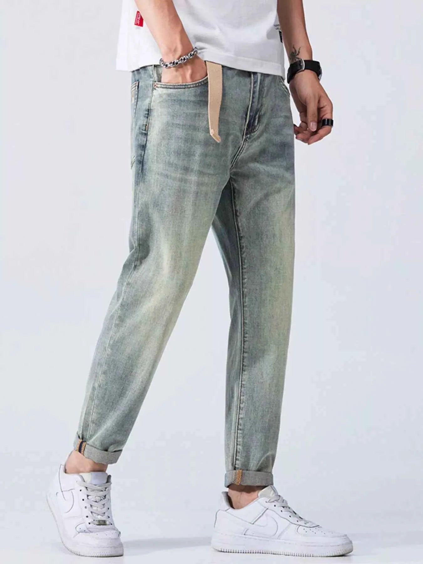 Men's Vintage Wash Cropped Jeans