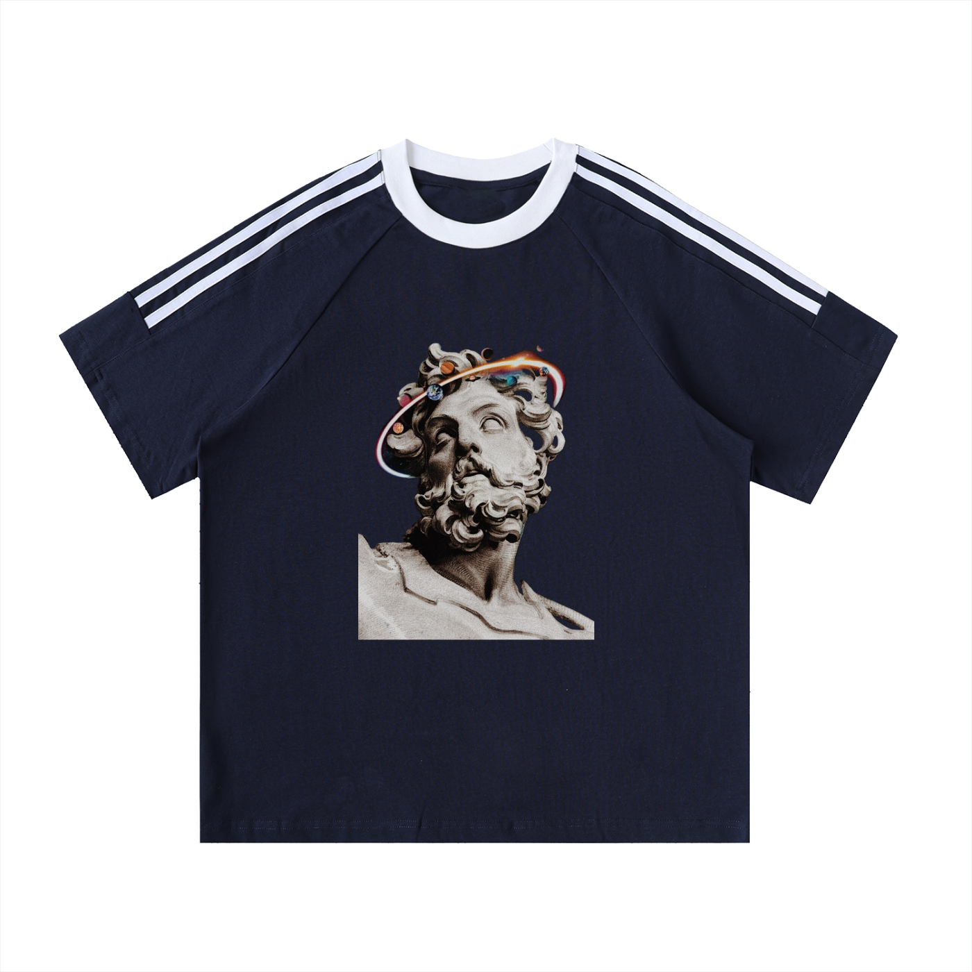 Men's Cotton Crewneck T-Shirt with Contrast Tape - Stylish Comfort for Every Occasion