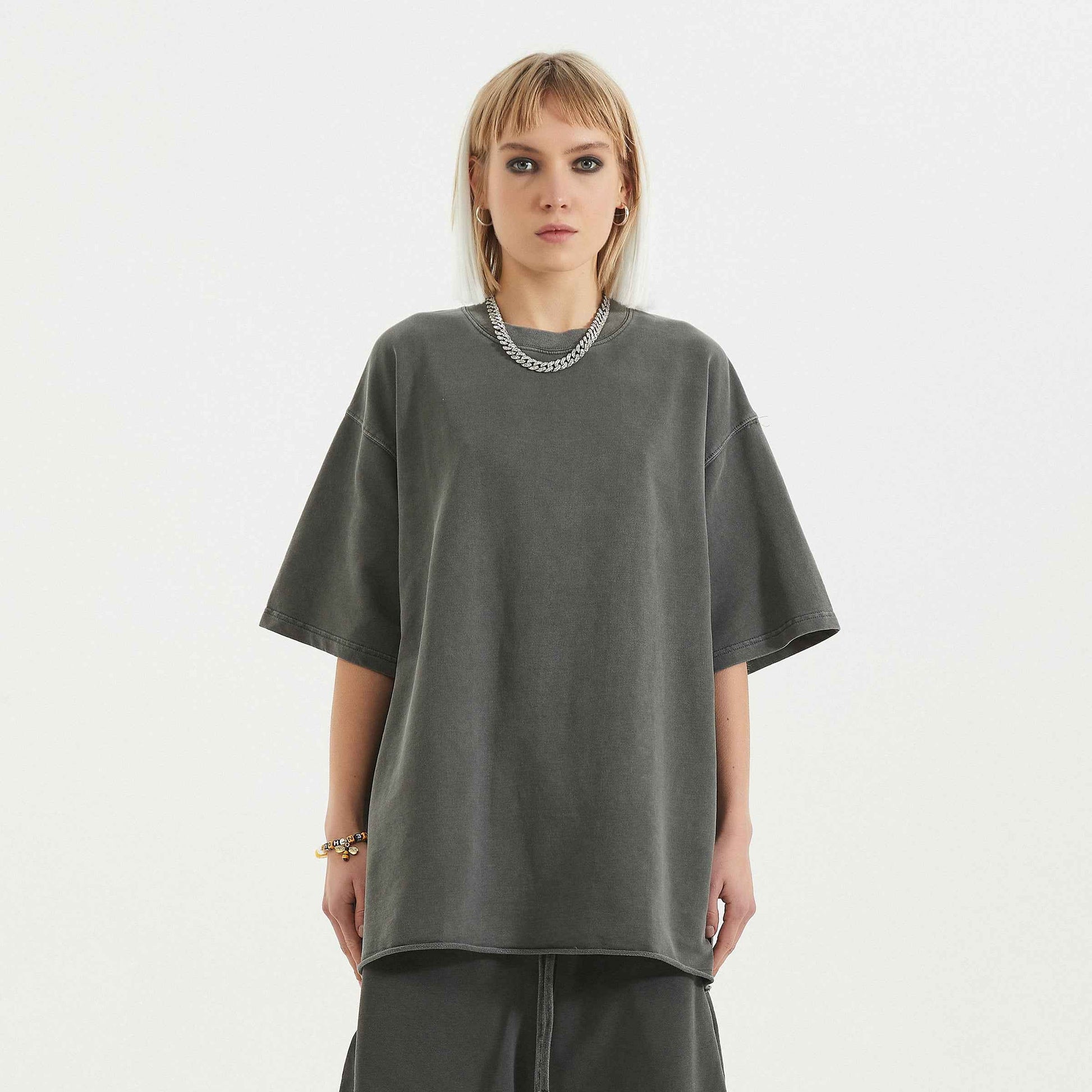 Unisex Faded Raw Hem Short Sleeves T-shirt