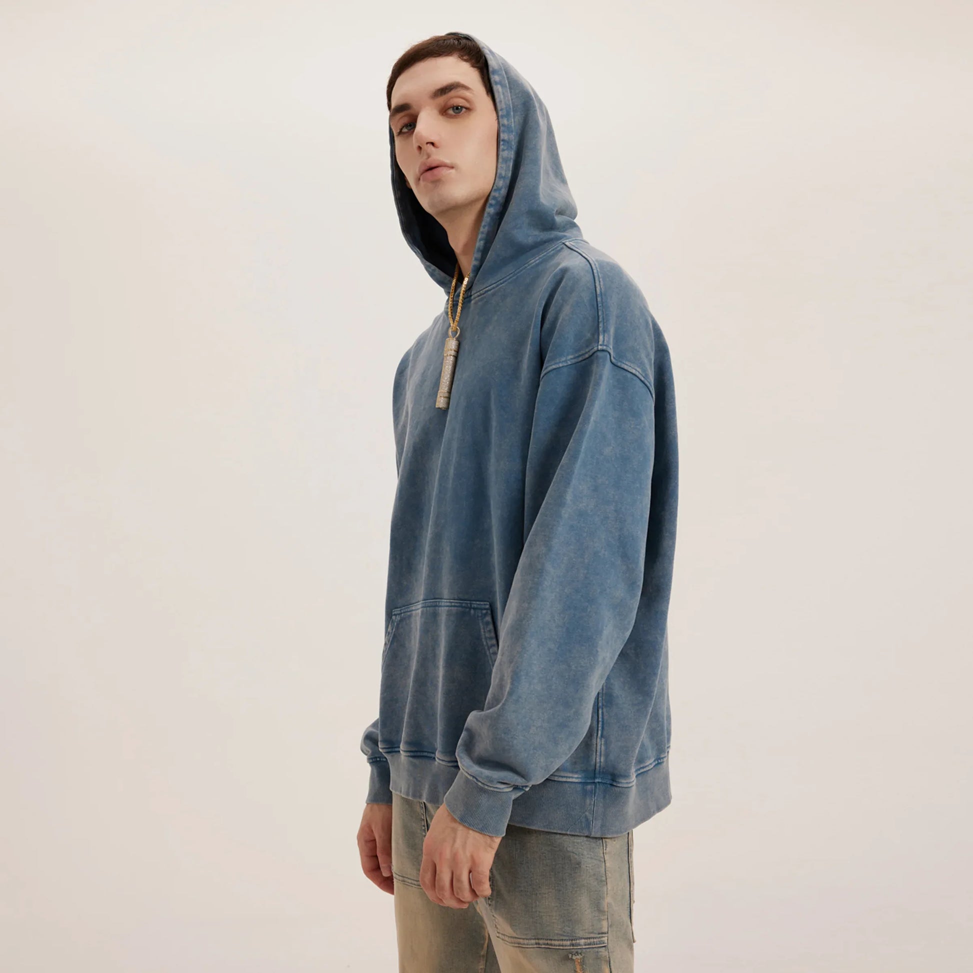 Men's Oversized Relaxed Fit Hoodie - Vintage Washed Cotton Pullover - TeeVoke