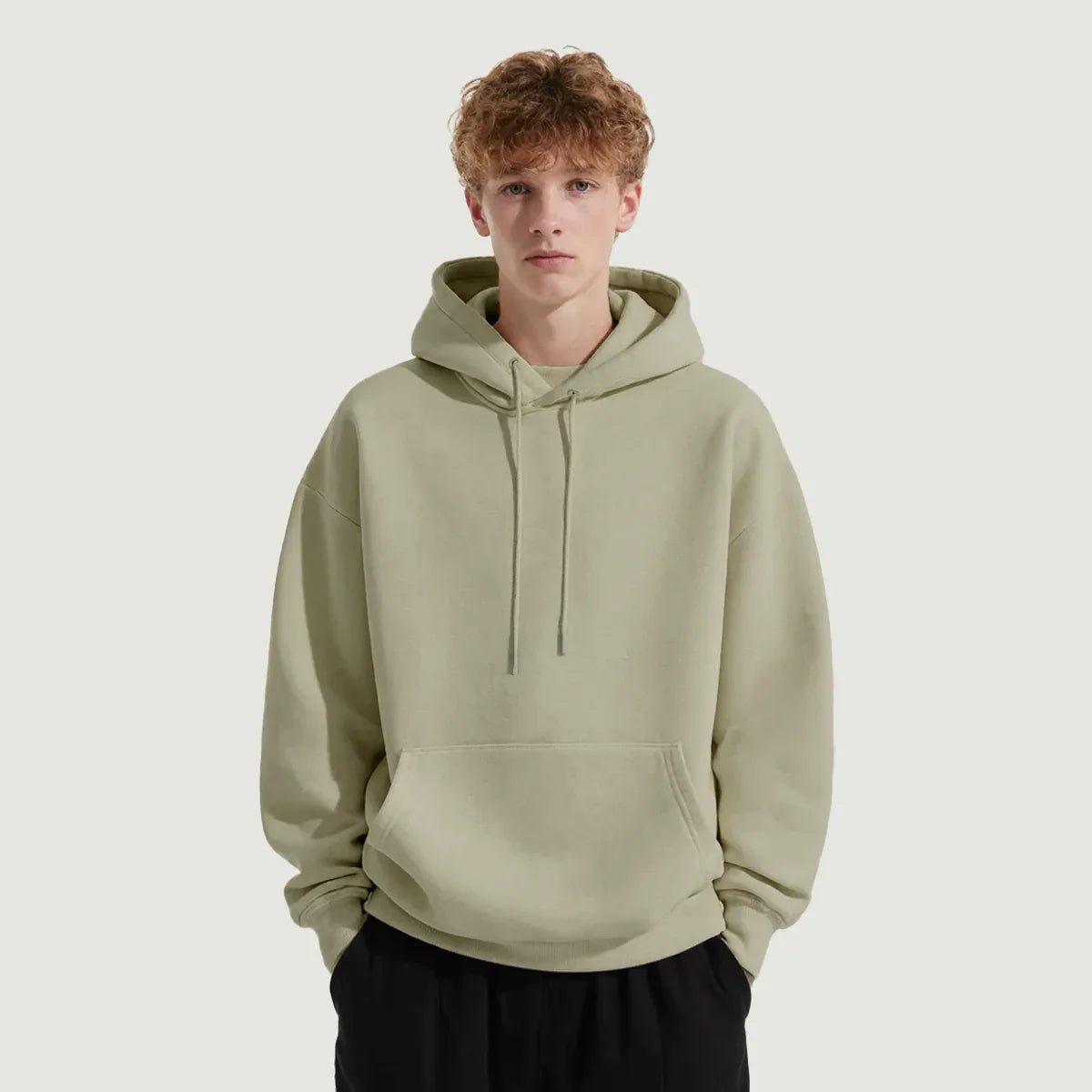 Men's Oversized Fit Hoodie - Soft Brushed Fleece Cotton Pullover - TeeVoke