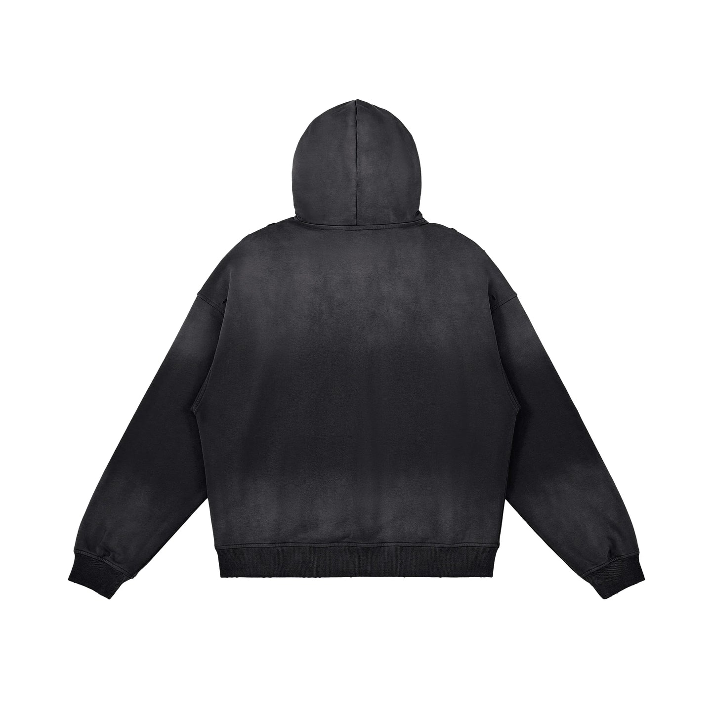 Men's Oversized Sun Faded Zip Hoodie - Distressed Grunge Style - TeeVoke