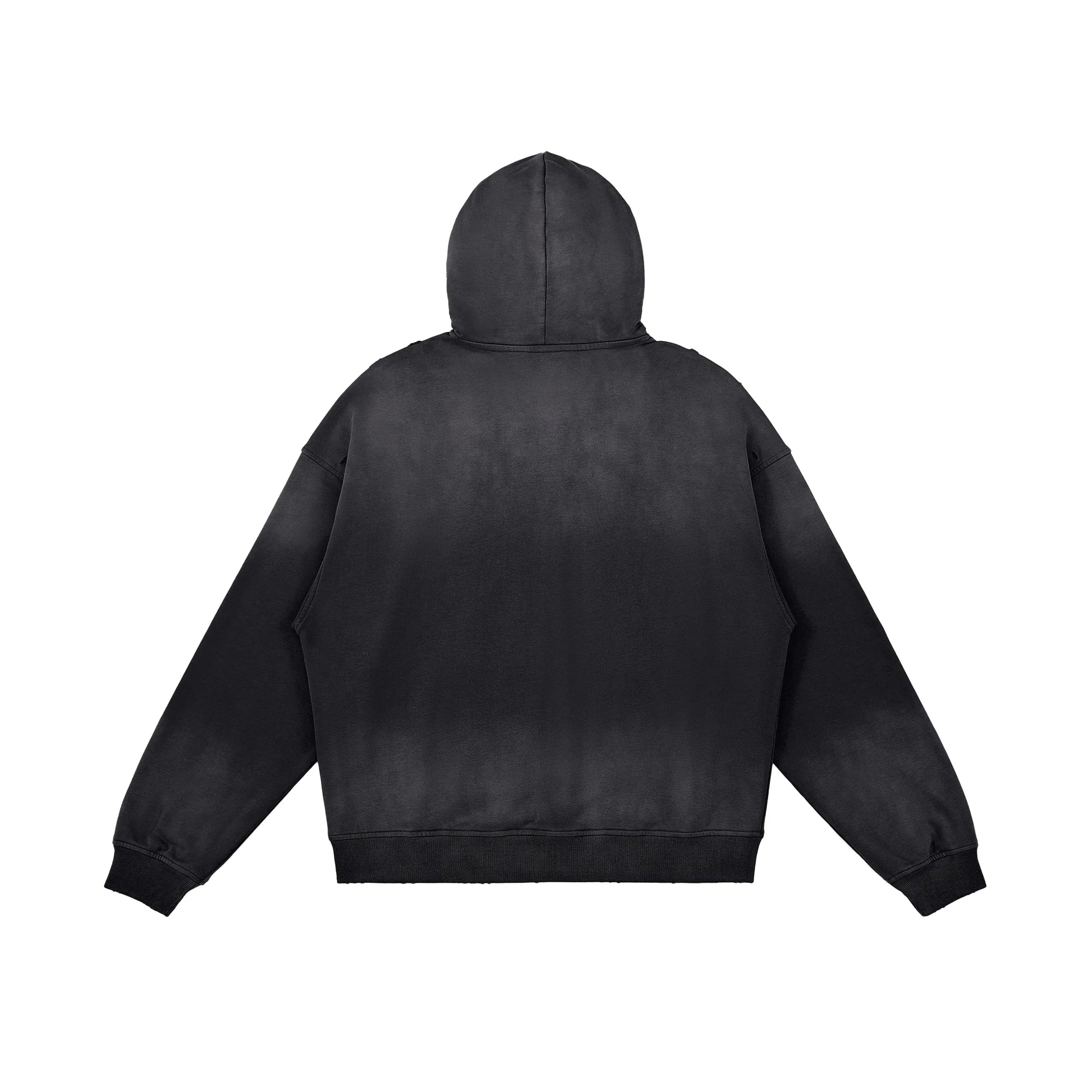 Men's Oversized Sun Faded Zip Hoodie - Distressed Grunge Style - TeeVoke