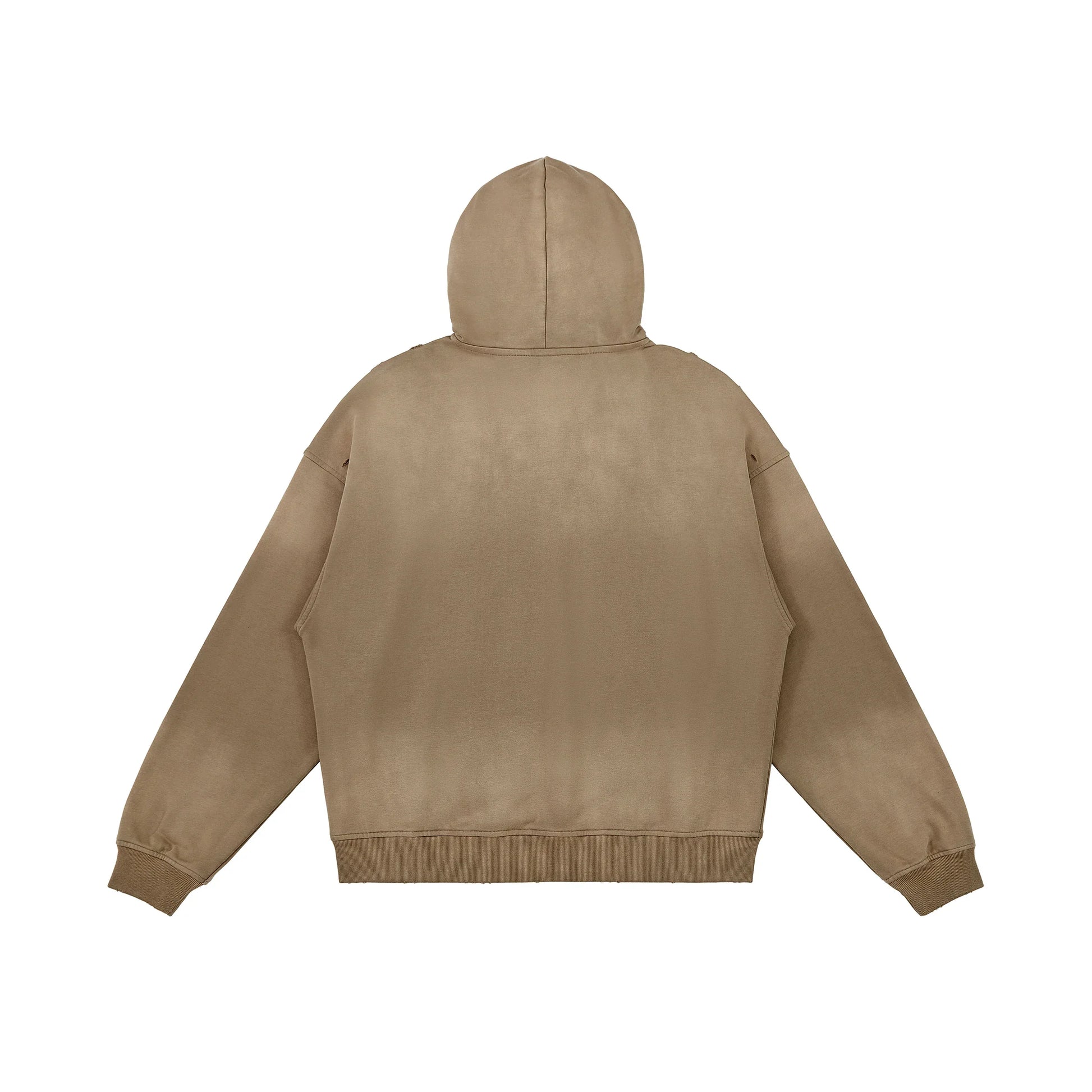 Men's Oversized Sun Faded Zip Hoodie - Distressed Grunge Style - TeeVoke