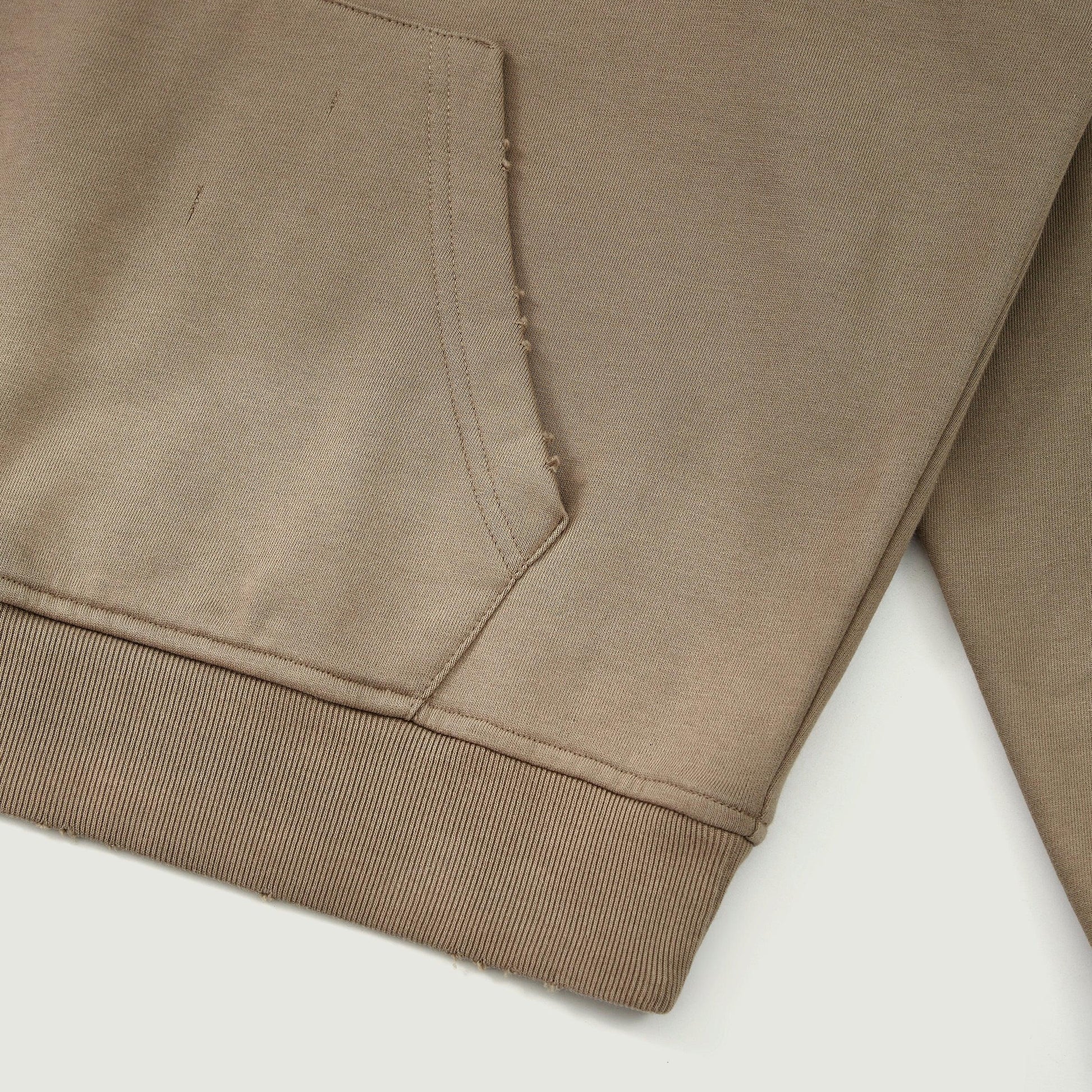 Men's Oversized Sun Faded Zip Hoodie - Distressed Grunge Style - TeeVoke