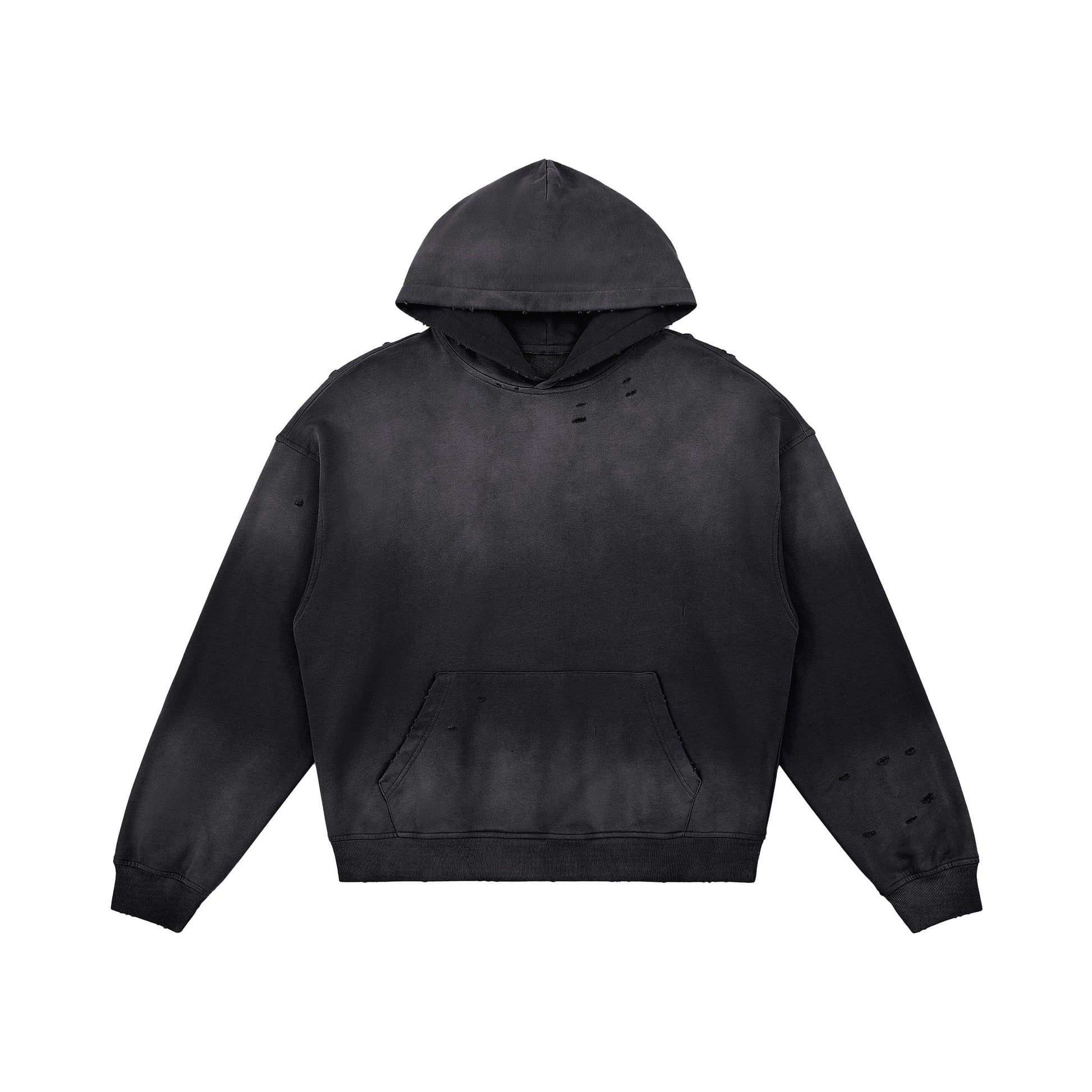 Men's Oversized Sun Faded Zip Hoodie - Distressed Grunge Style - TeeVoke