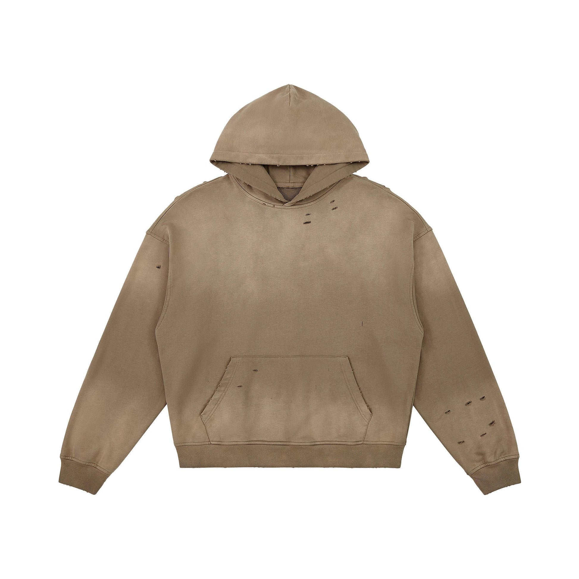 Men's Oversized Sun Faded Zip Hoodie - Distressed Grunge Style - TeeVoke