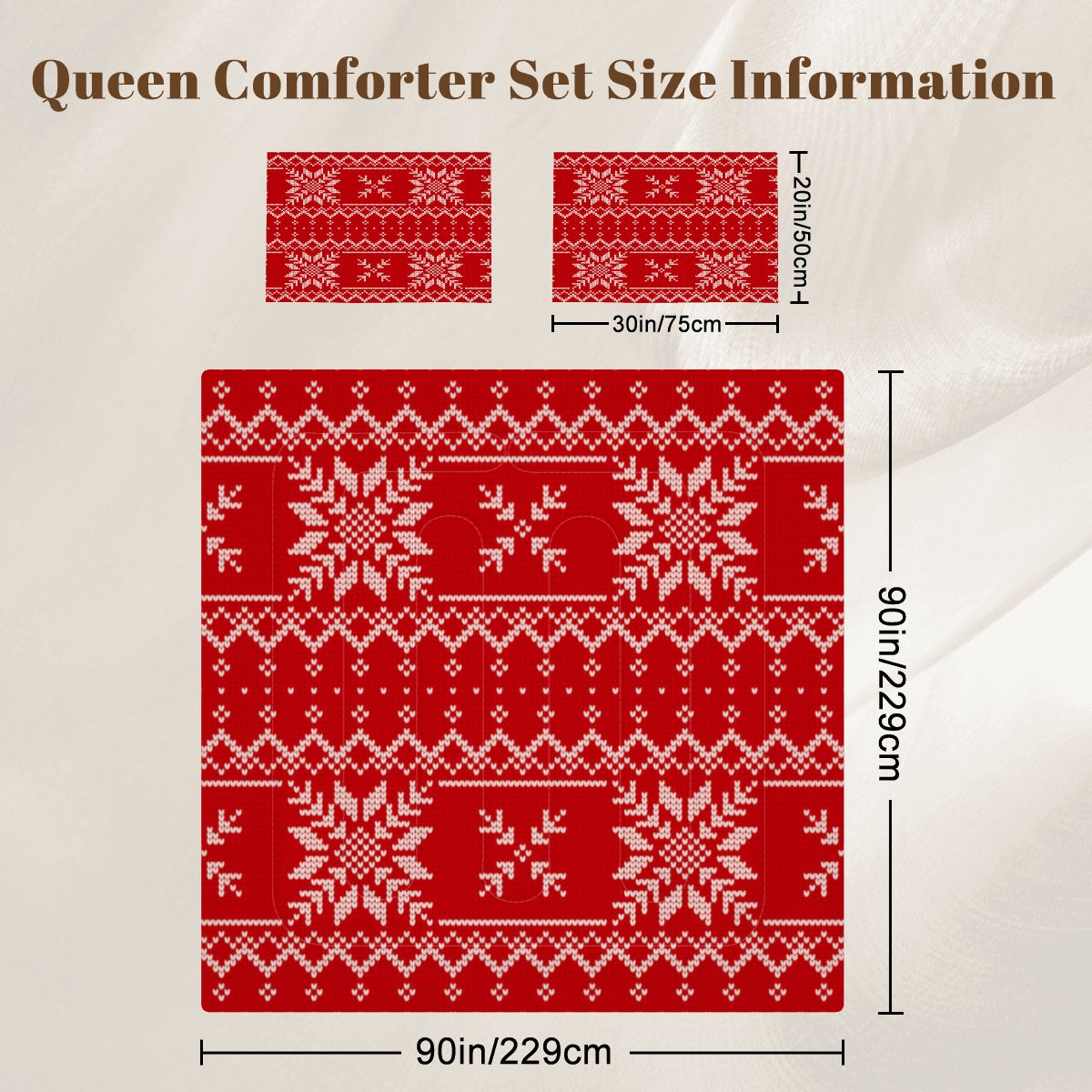 Festive Red Snowflake Bedding – Queen Size Comforter Set