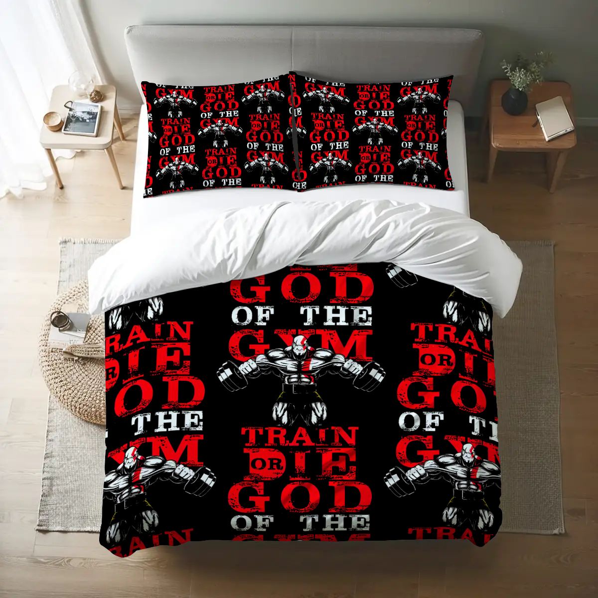 Workout Vibes Bedding – Queen Duvet Cover for Gym Enthusiasts