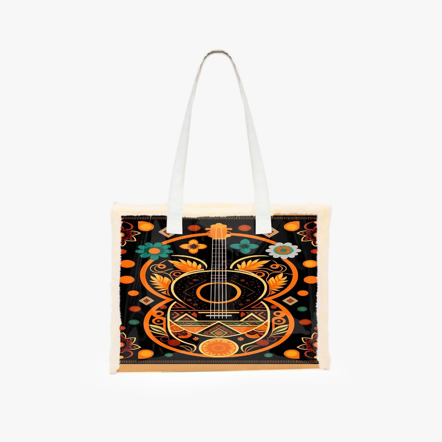 Fleece Binding Holographic Tote Bag - Durable PVC Shoulder Bag - TeeVoke