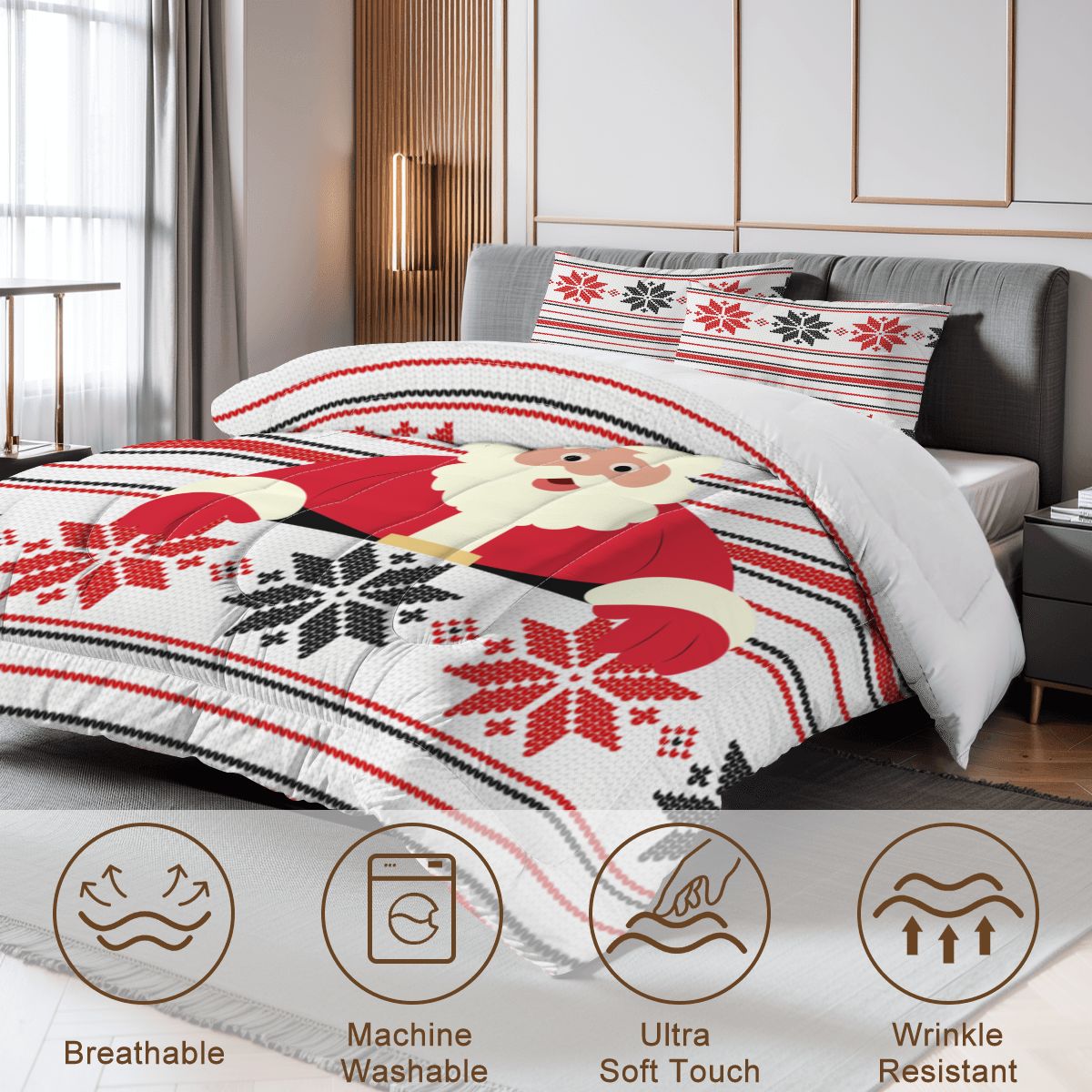 Santa Christmas Queen Comforter Set – Festive Holiday Bedding