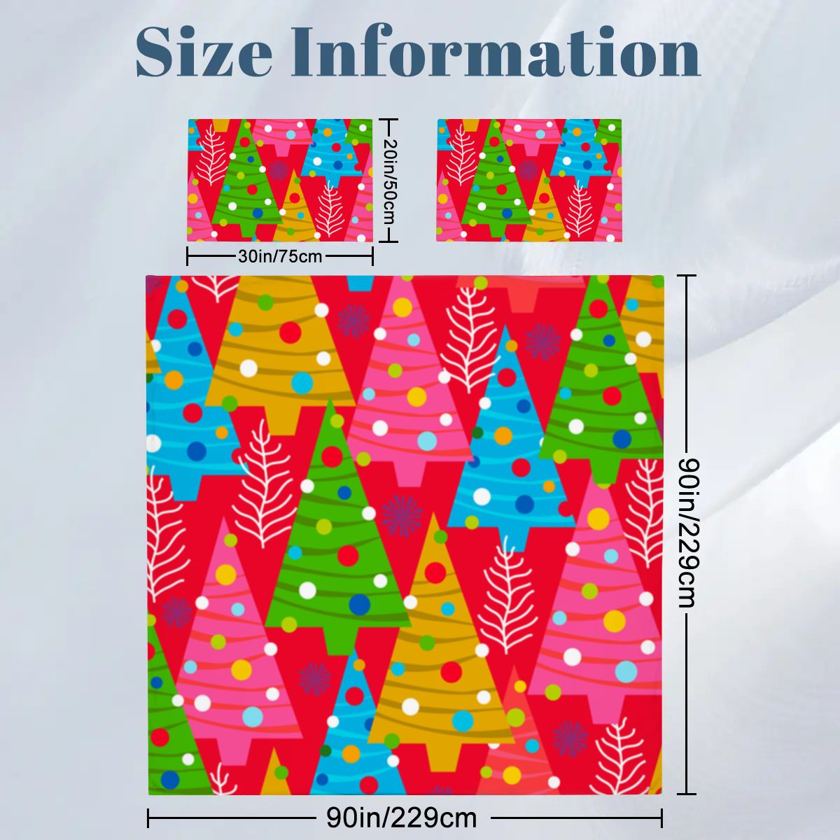 Colorful Christmas Tree Queen Duvet Cover Set – Festive Holiday Vibes