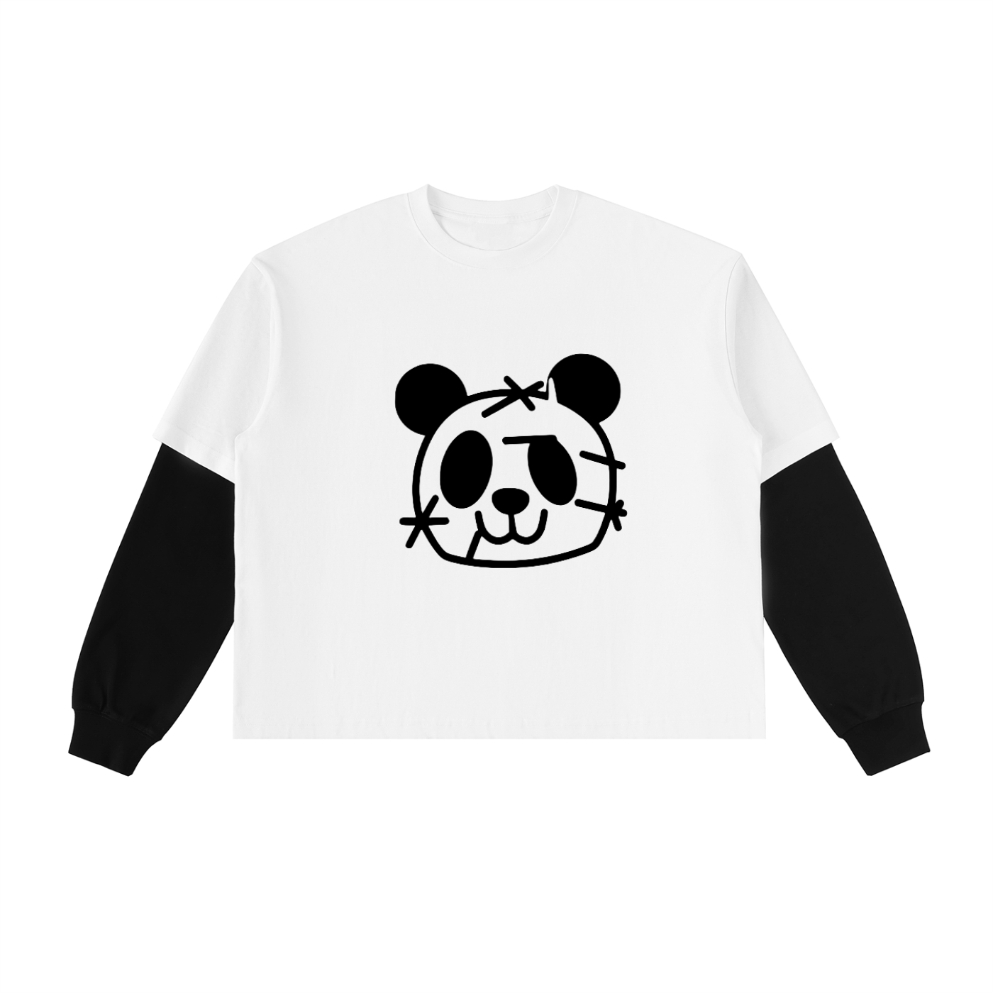 Men's Layered Cotton T-Shirt with Contrast Sleeves