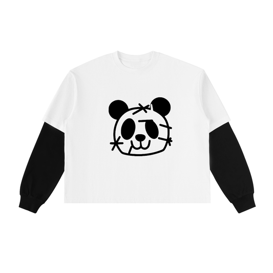 Men's Layered Cotton T-Shirt with Contrast Sleeves