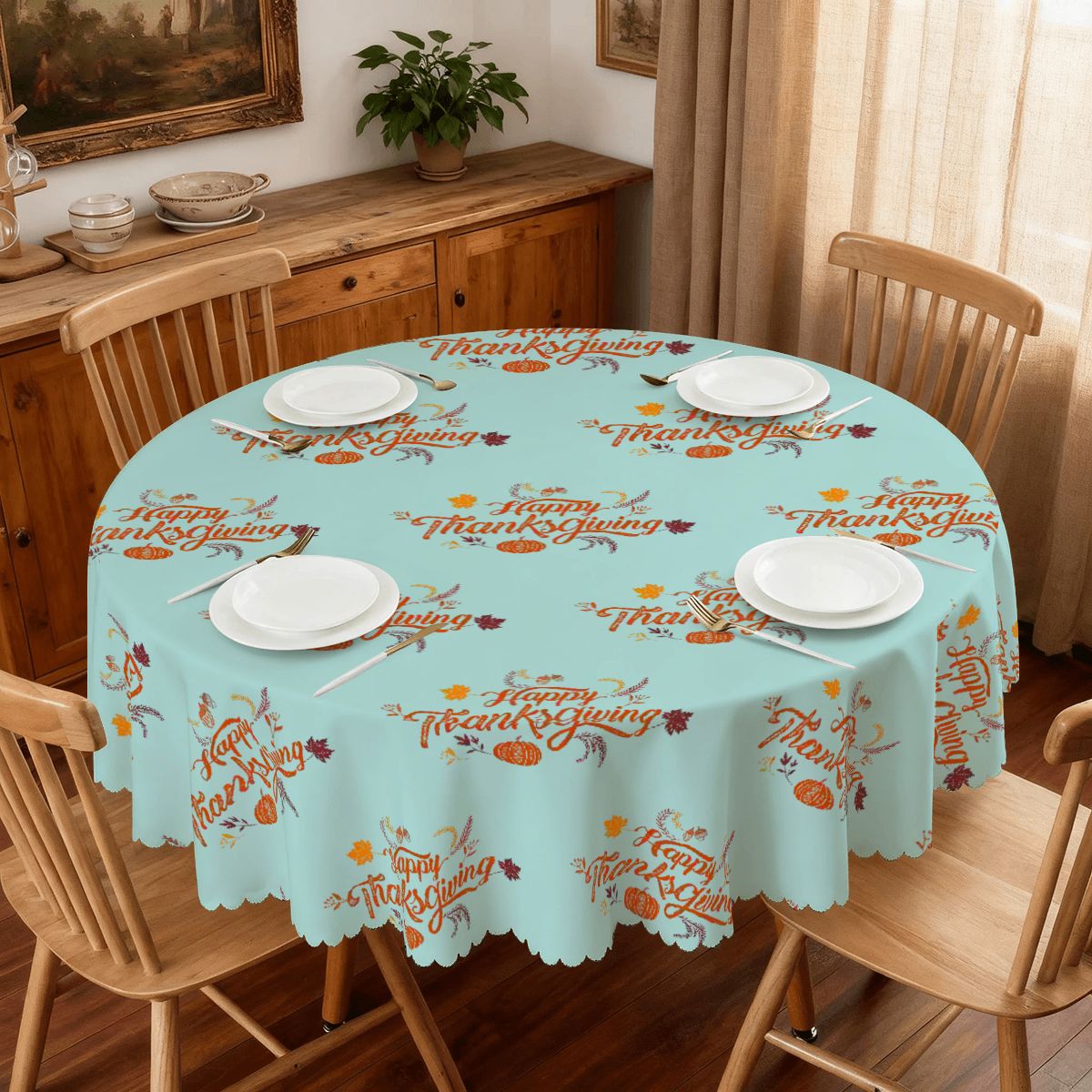 Round 60-Inch Tablecloth with Wavy Edge