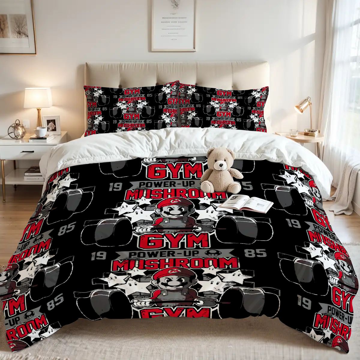 Workout Vibes Bedding – Queen Duvet Cover for Gym Enthusiasts