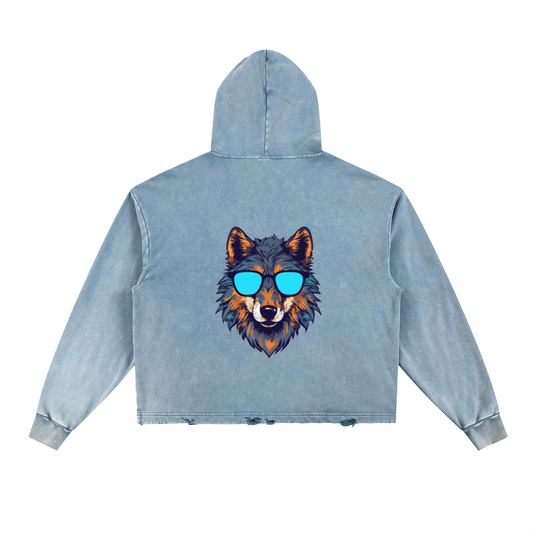 Women's Vintage Washed Frayed-Hem Hoodie - Stylish Women's Vintage Hoodie