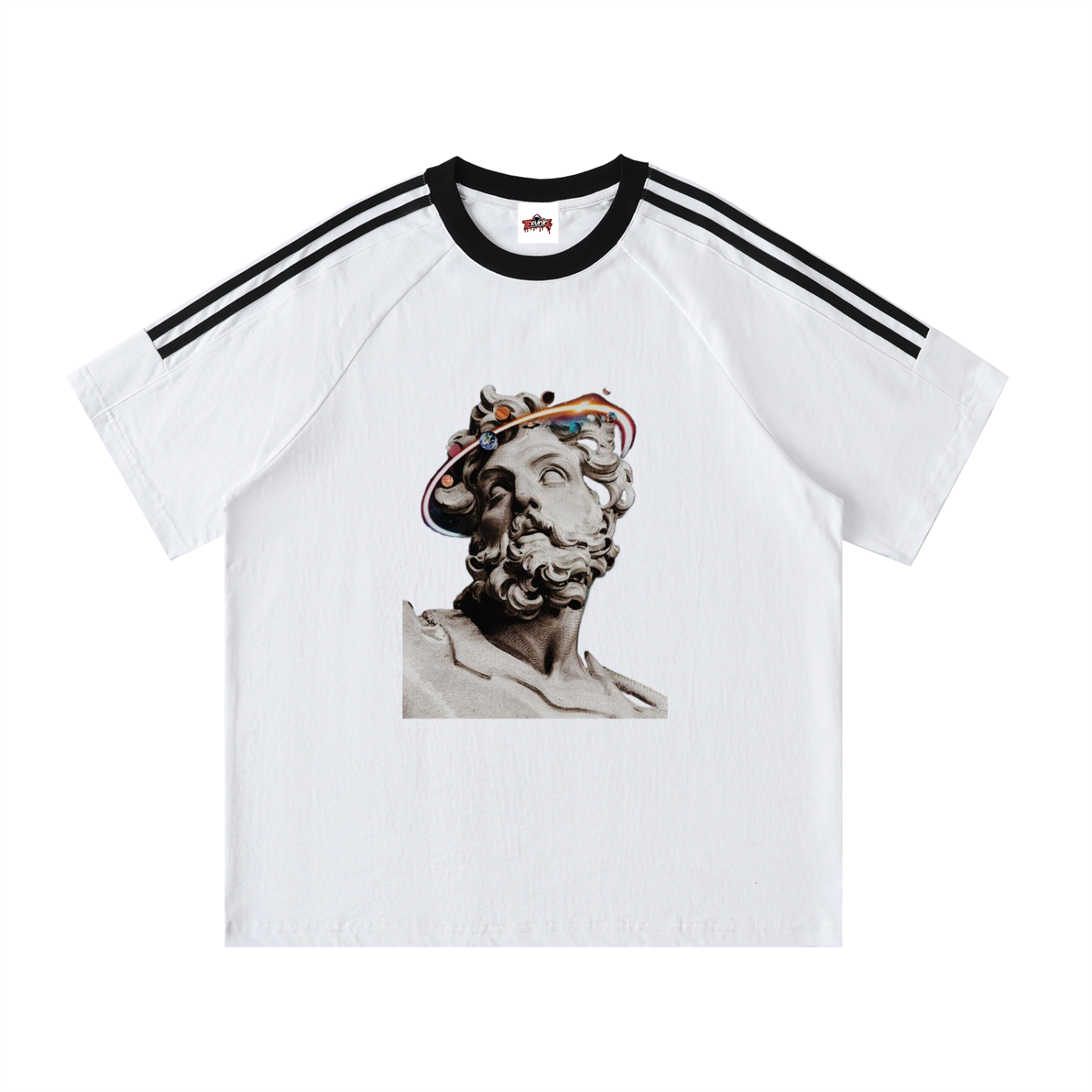 Men's Cotton Crewneck T-Shirt with Contrast Tape - Stylish Comfort for Every Occasion