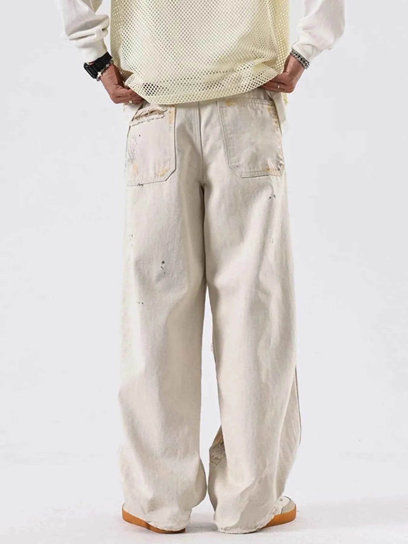 Men's Distressed Wide Leg Jeans