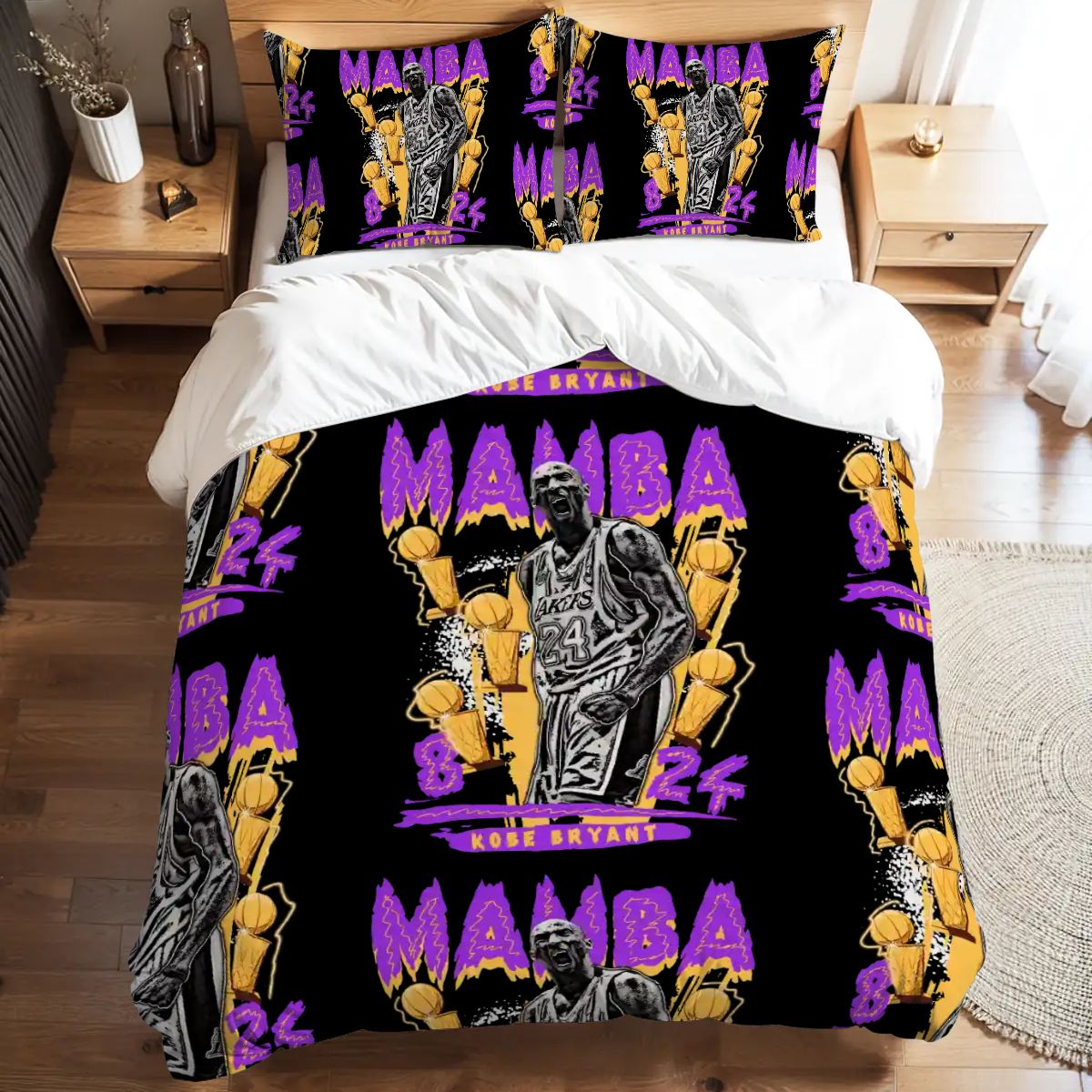 Mamba Kobe Bryant Full Duvet Cover Set – Teen Bedroom Holiday Gift for NBA Fans