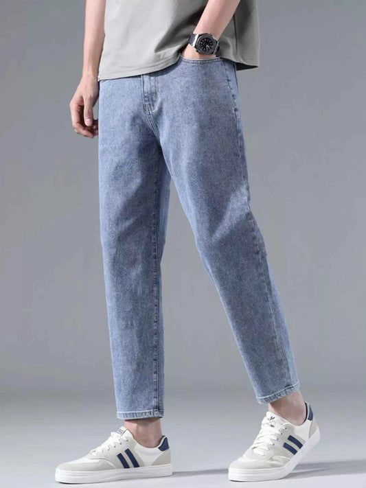 Men's Casual Straight-Leg Wash Jeans