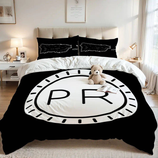 Minimalist Puerto Rican Bedding – Queen Duvet Cover in Black and White