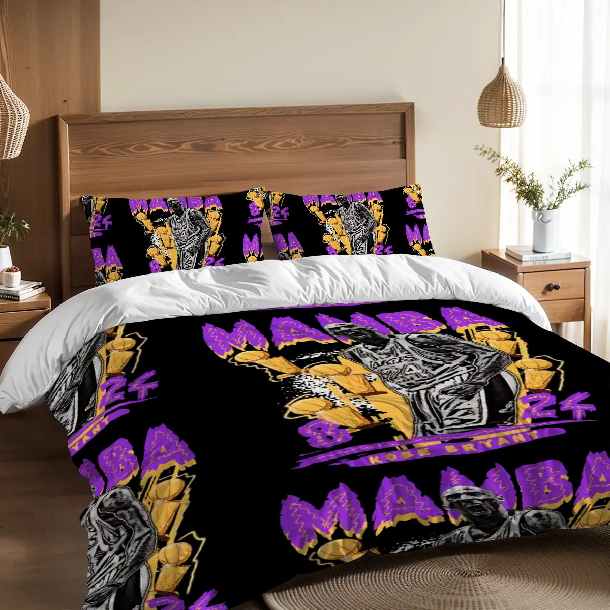 Mamba Kobe Bryant Full Duvet Cover Set – Teen Bedroom Holiday Gift for NBA Fans
